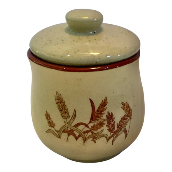 Other - Harvest Wheat Vintage Sugar Bowl Small Pottery Crock w/ Lid
